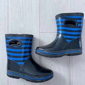 George Striped Boys Kids Rain Boots Blue Black ( 1 )